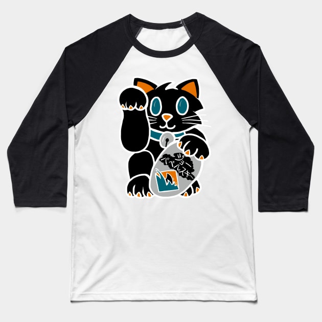 Lucky Cat of the Tank Baseball T-Shirt by HockeyBabbler